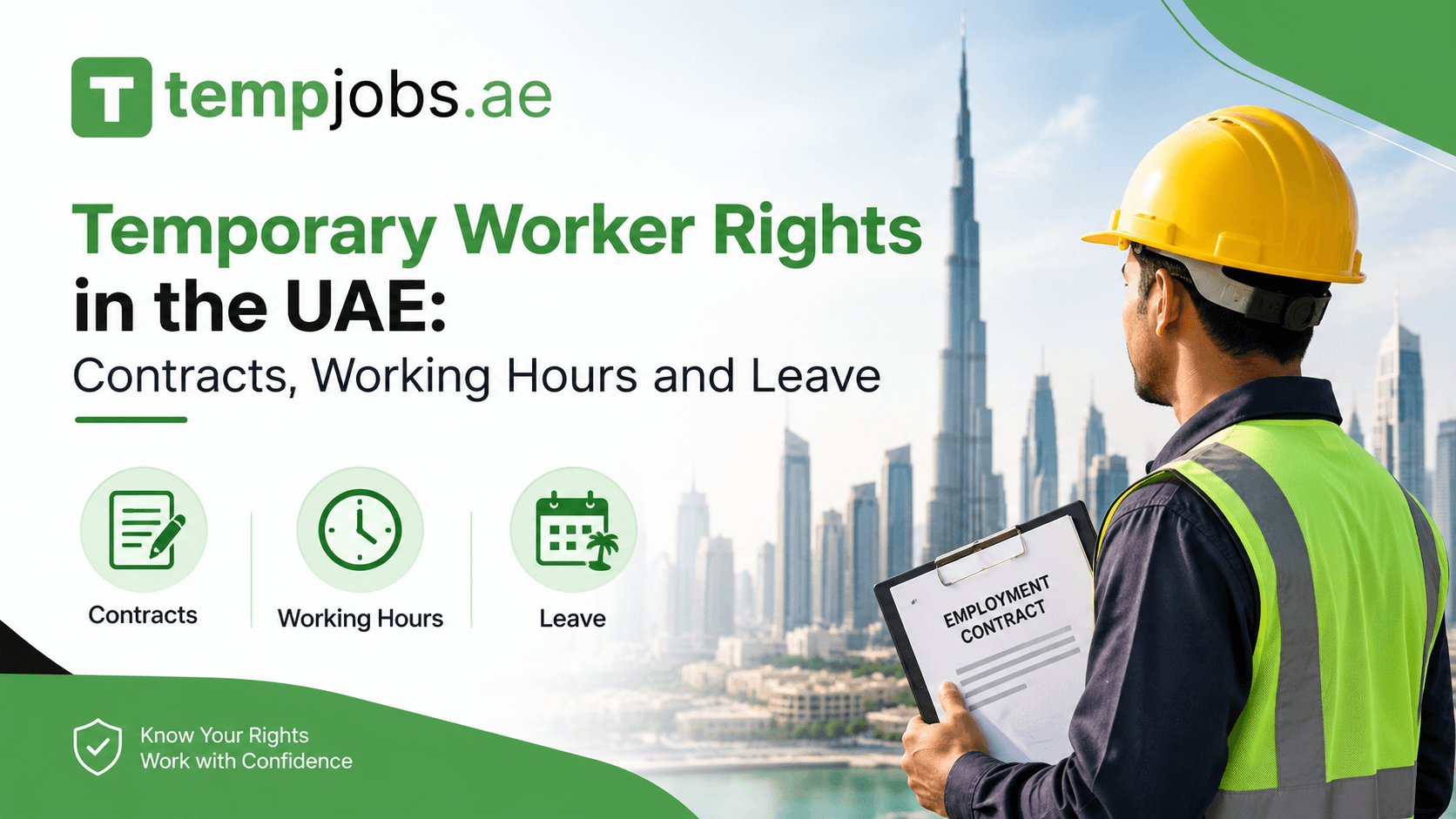 Temporary worker reviewing contract and rights in the UAE