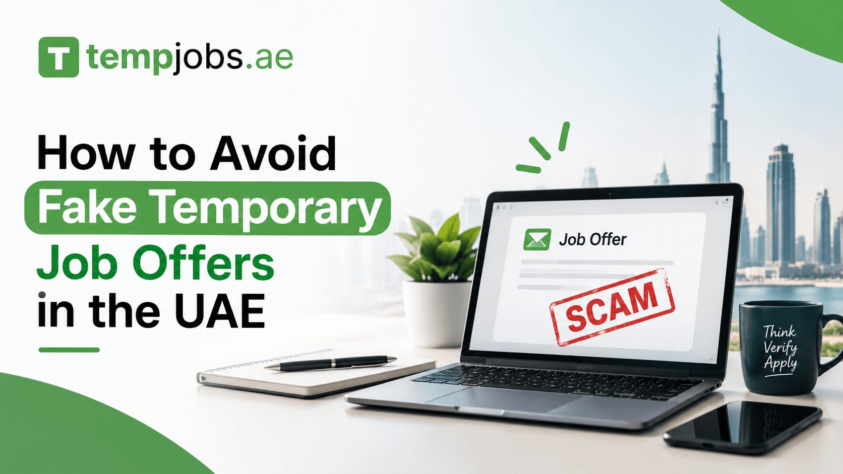Person checking for signs of a fake temporary job offer in the UAE