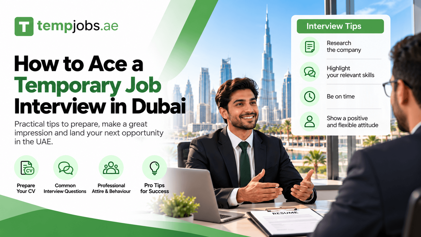 Job candidate attending a temporary job interview in Dubai