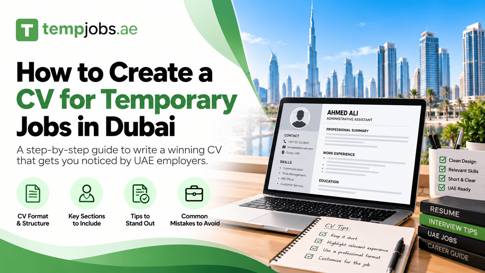 Person creating a CV for temporary jobs in Dubai