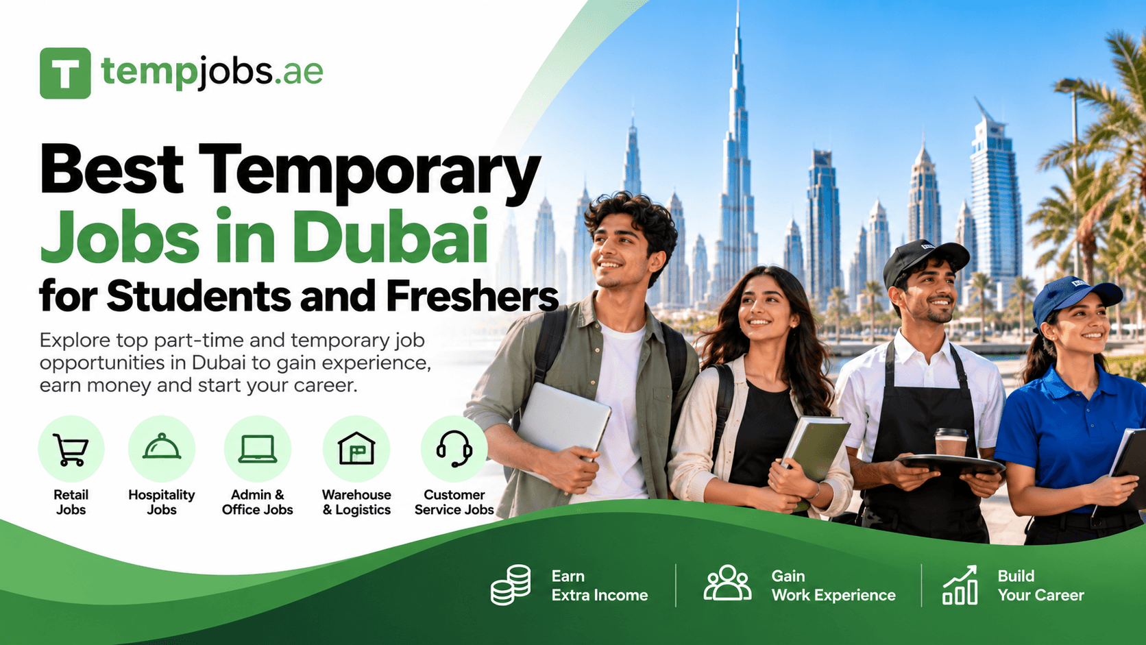 Student working a temporary job in Dubai