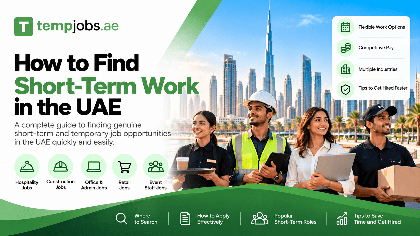Job seekers reviewing temporary work opportunities in Dubai, UAE